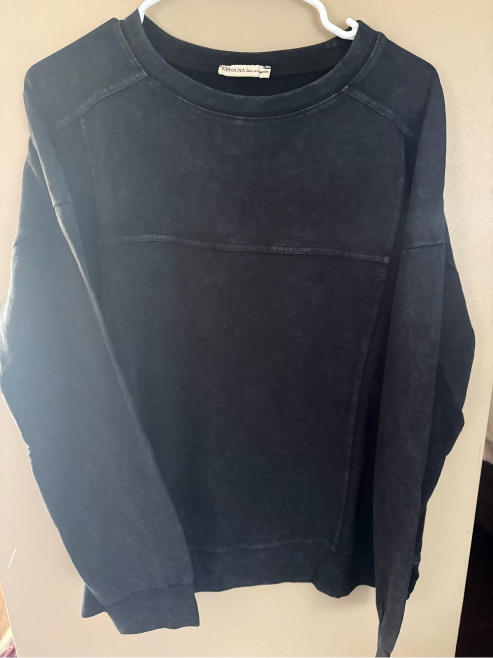 Zenana Outfitters Vintage Black Pullover Sweatshirt